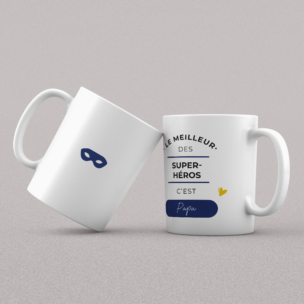 Mug Super Papa à Personnaliser - Papa Super Héros Blanc - Mug Personnalisé