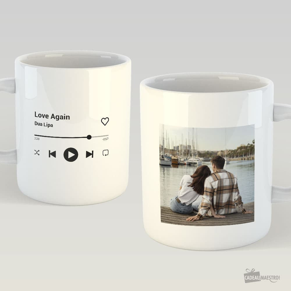 Mug Playlist à Personnaliser - Thème Appli Musicale Blanc - Mug Personnalisé