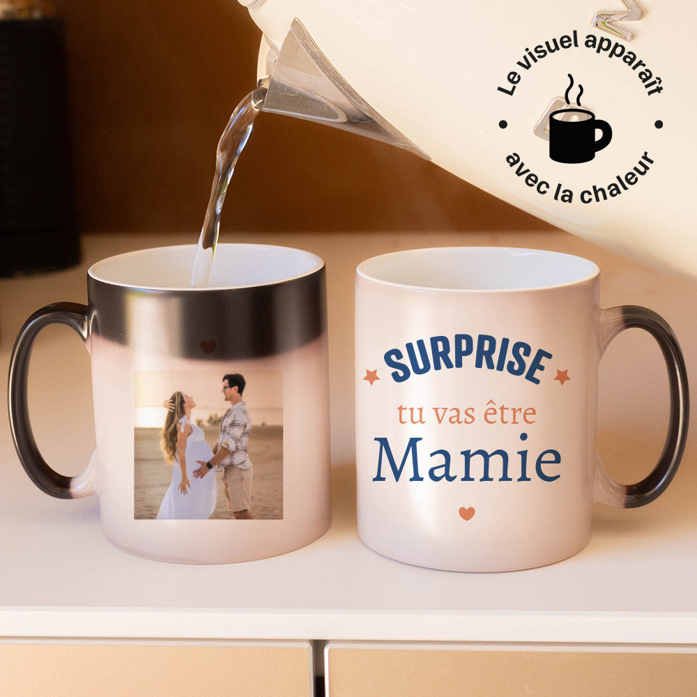 Mug Thermoréactif Annonce Surprise à Personnaliser Thermo-Magique - Mug Personnalisé