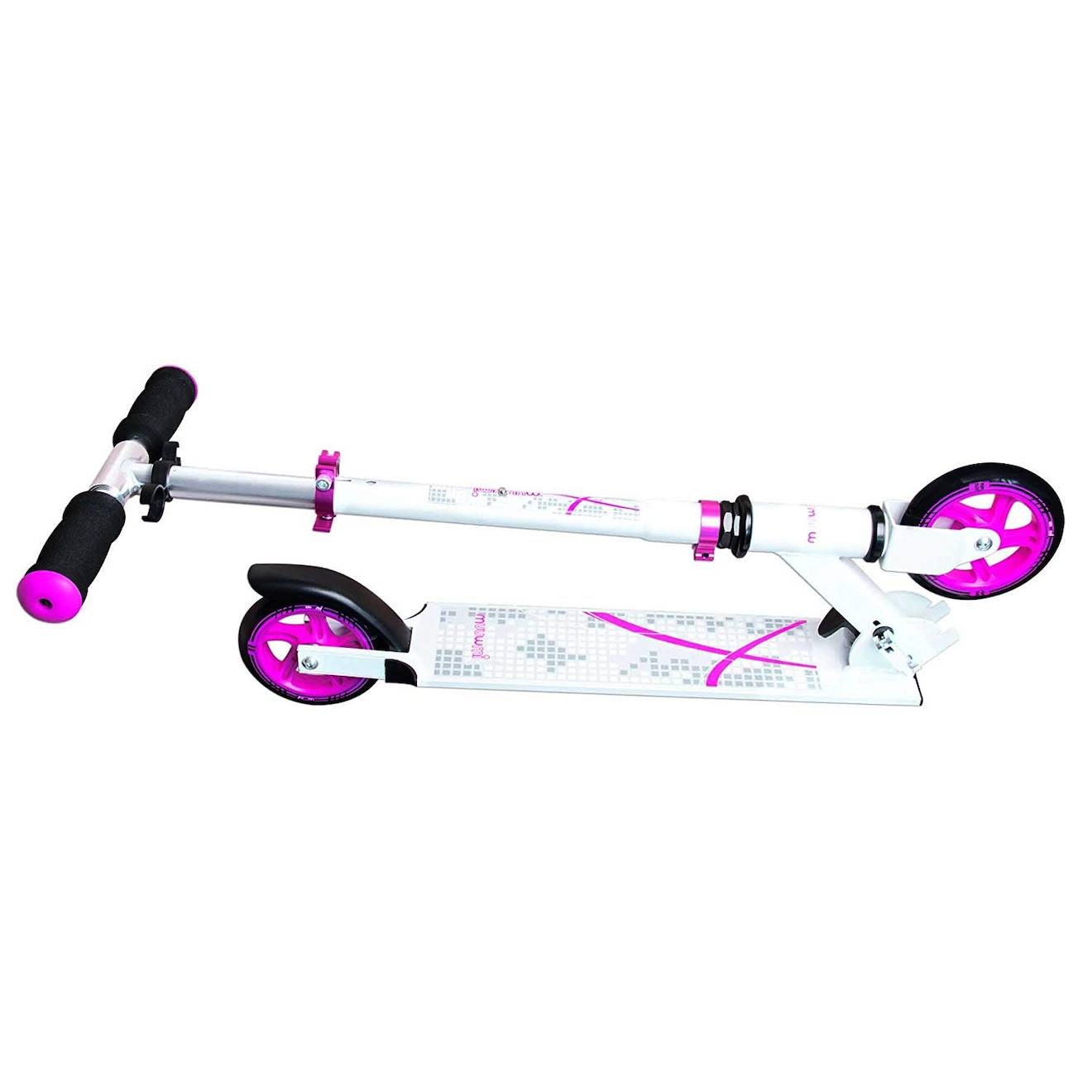 Muuwmi aluminium scooter blanche/rose 125 mm blanc et rose