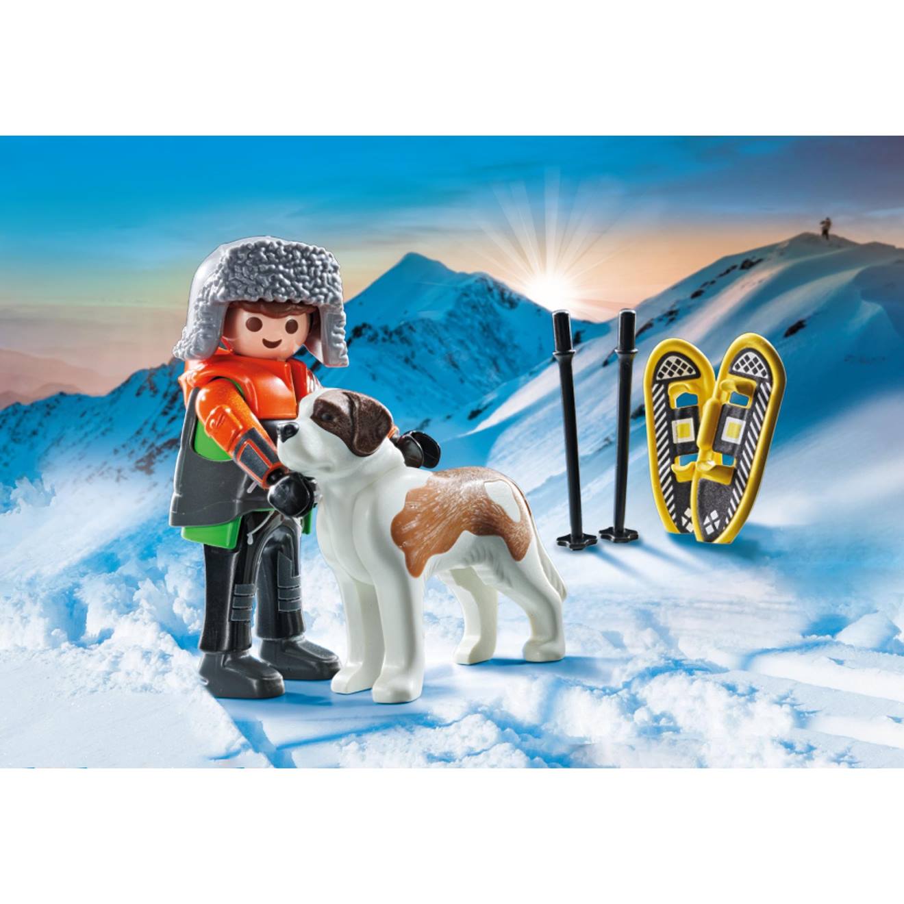 My life jeune garçon en raquettes avec son saint bernard 71741 multicolore