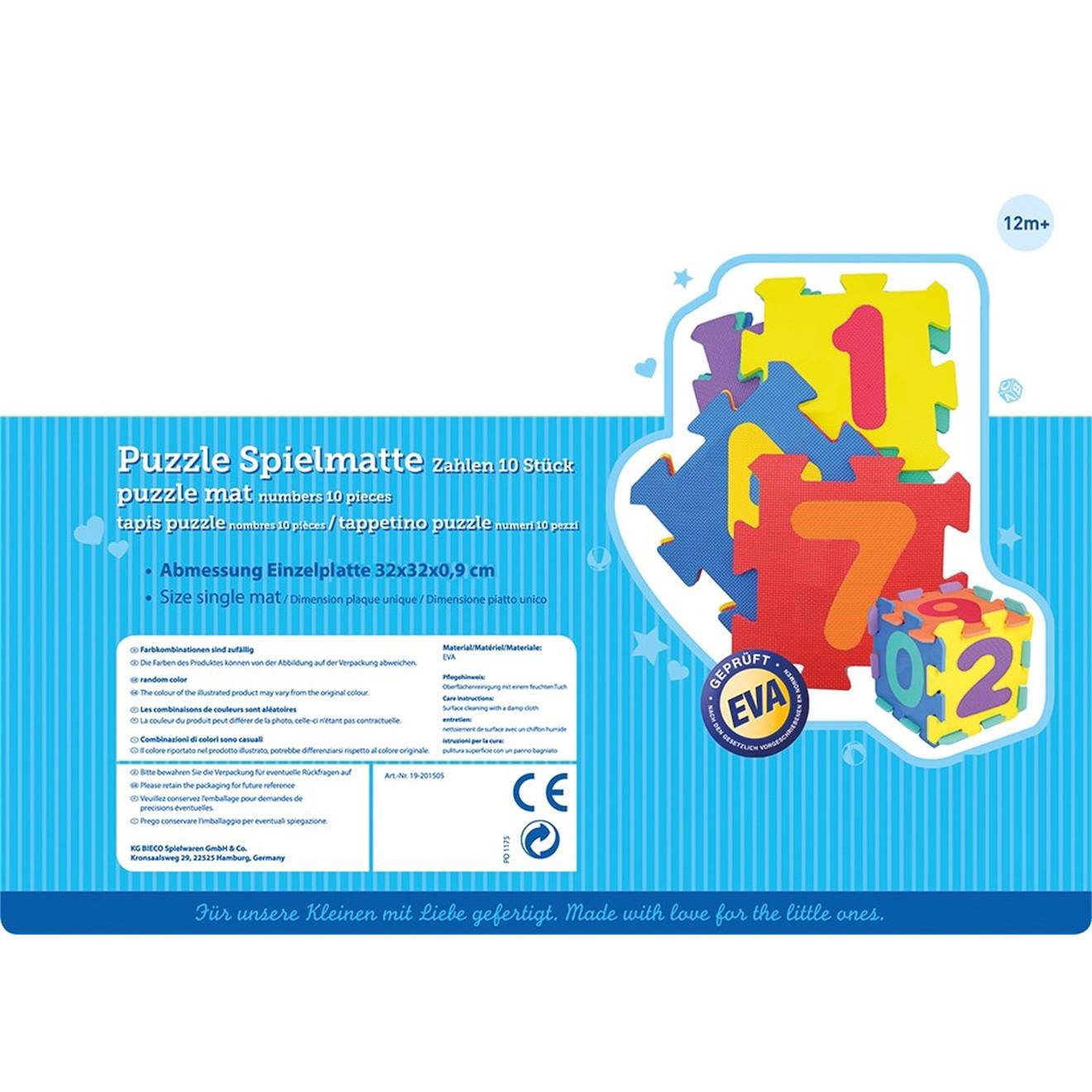 Nombres puzzelmatte avec des plaques individuelles multicolore
