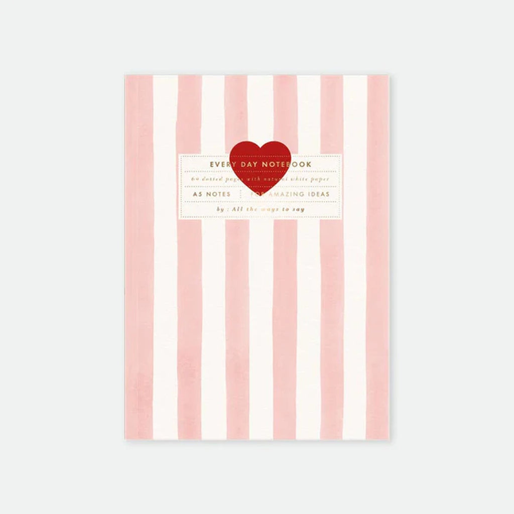 Carnet rayé rose petit cœur, idée cadeau papeterie romantique