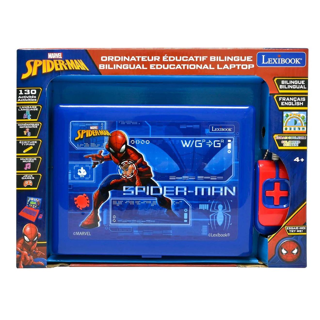 Ordinateur éducatif couleur Spiderman bilingue français et anglais multicolore