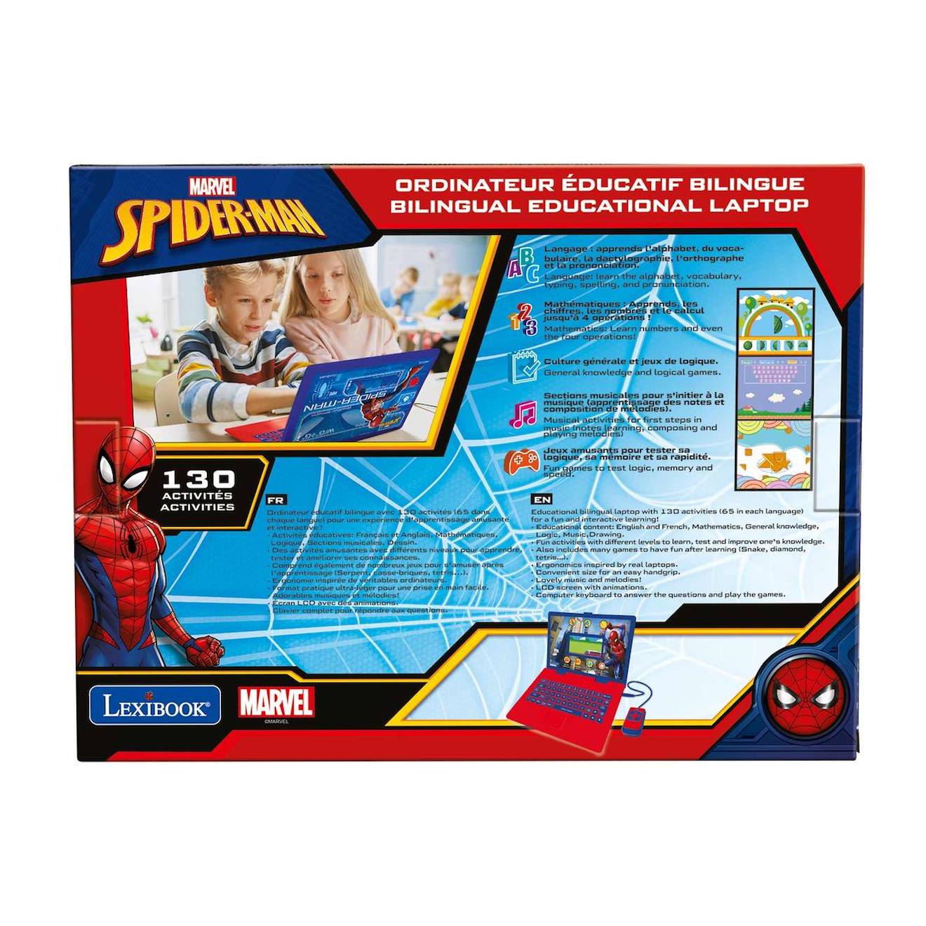 Ordinateur éducatif couleur Spiderman bilingue français et anglais multicolore