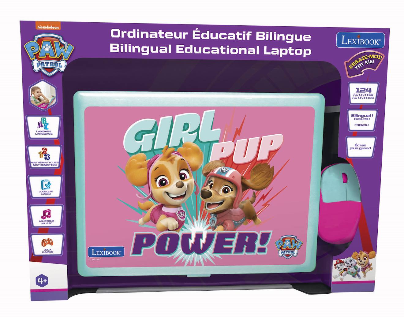 Ordinateur portable éducatif bilingue la pat patrouille girly (FR/EN) multicolore