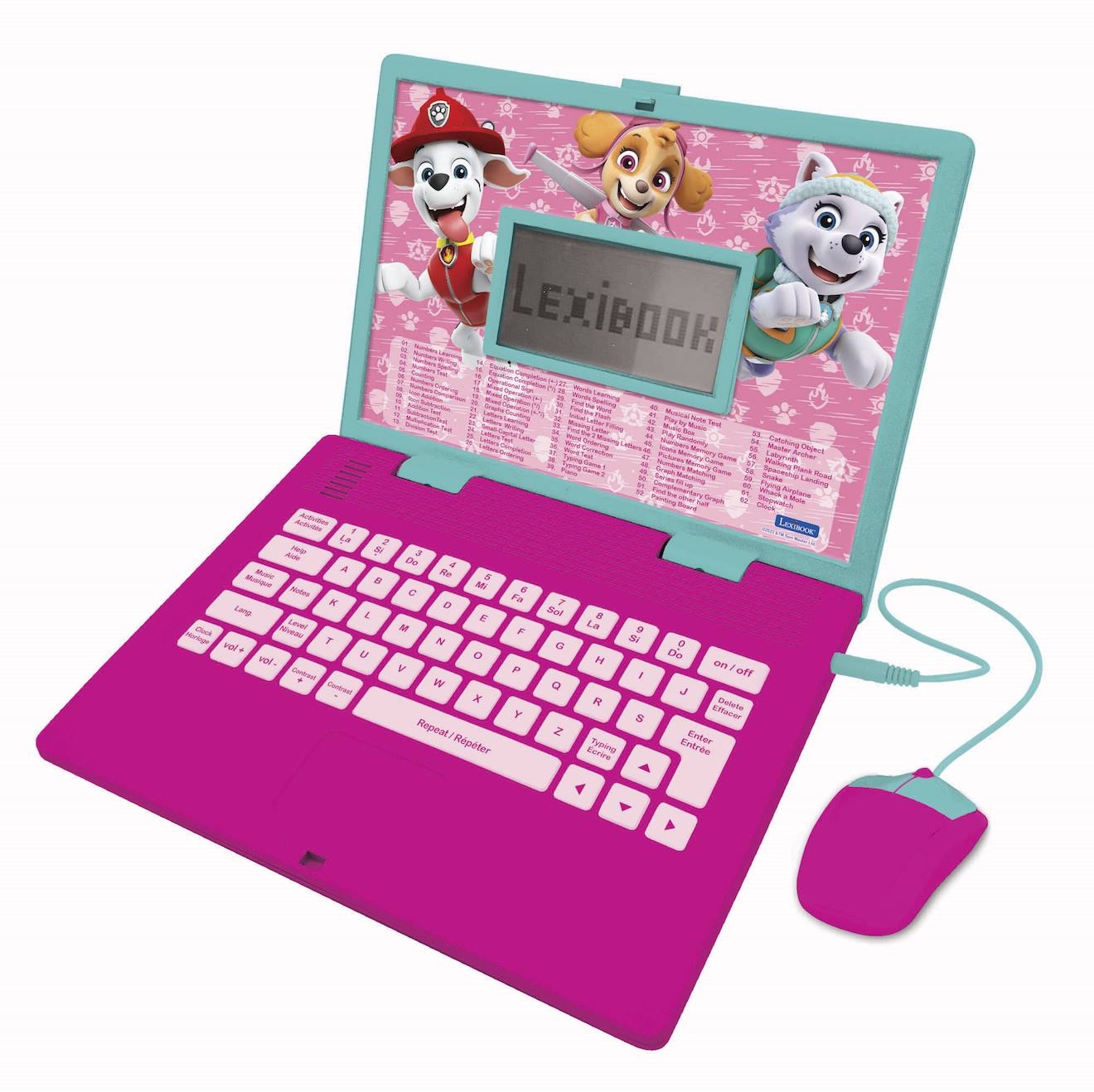 Ordinateur portable éducatif bilingue la pat patrouille girly (FR/EN) multicolore