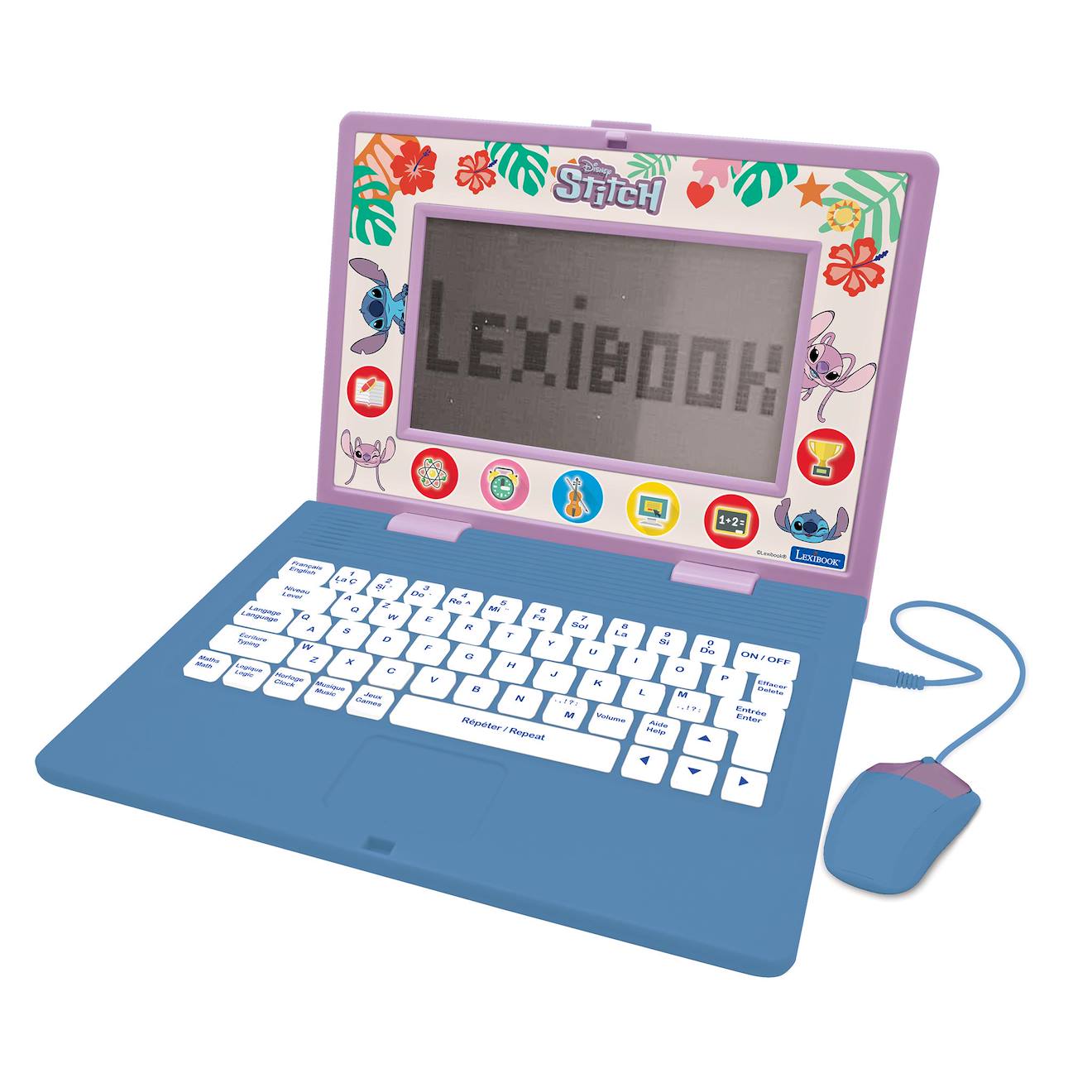 Ordinateur portable éducatif bilingue Stitch (EN/FR) 170 activités, jeux, musique multicolore