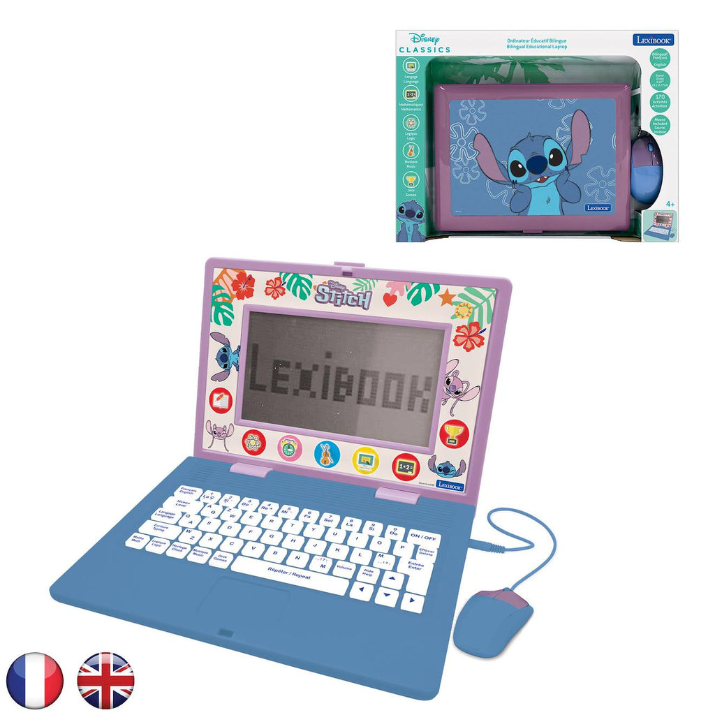 Ordinateur portable éducatif bilingue Stitch (EN/FR) 170 activités, jeux, musique multicolore