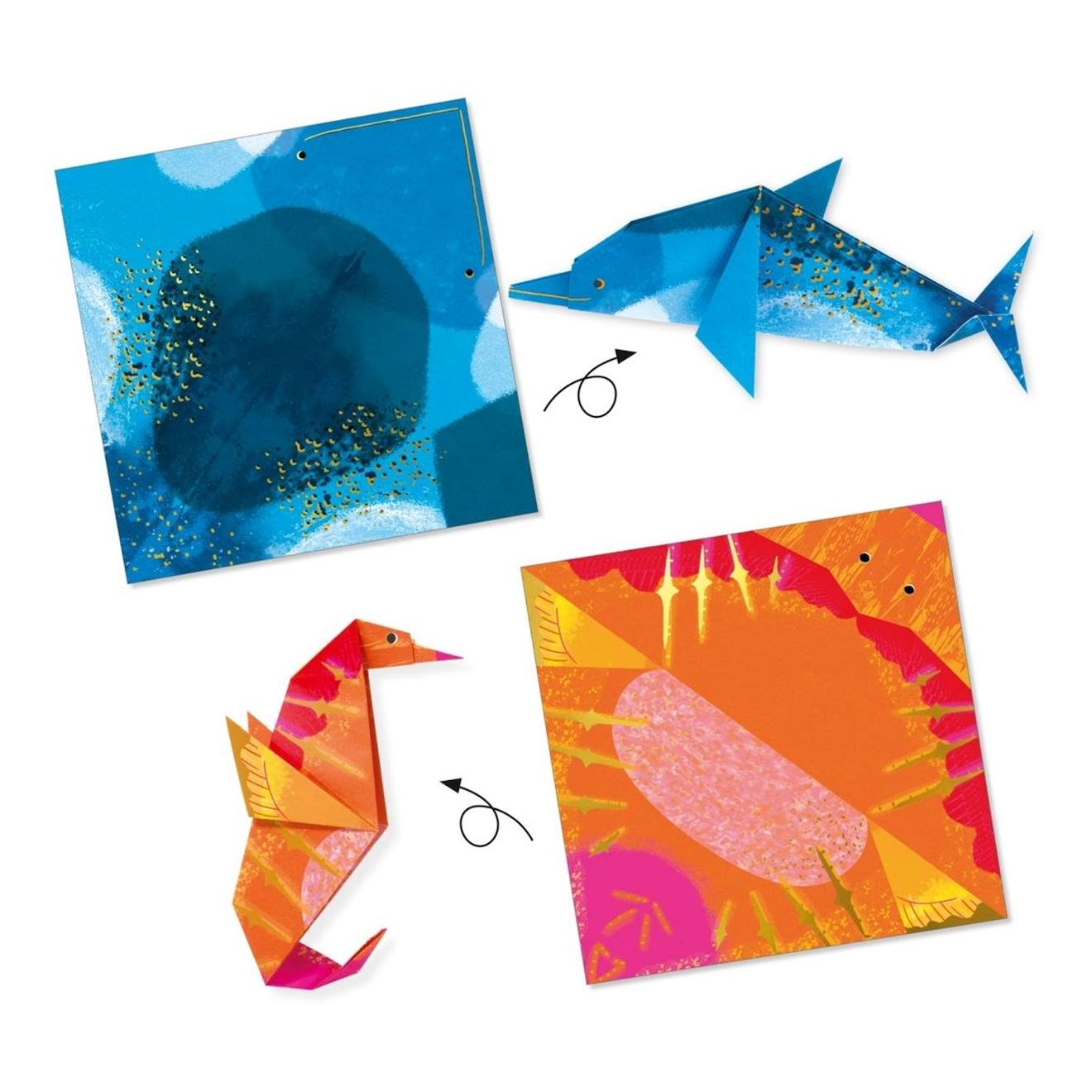 Origami animaux marins multicolore