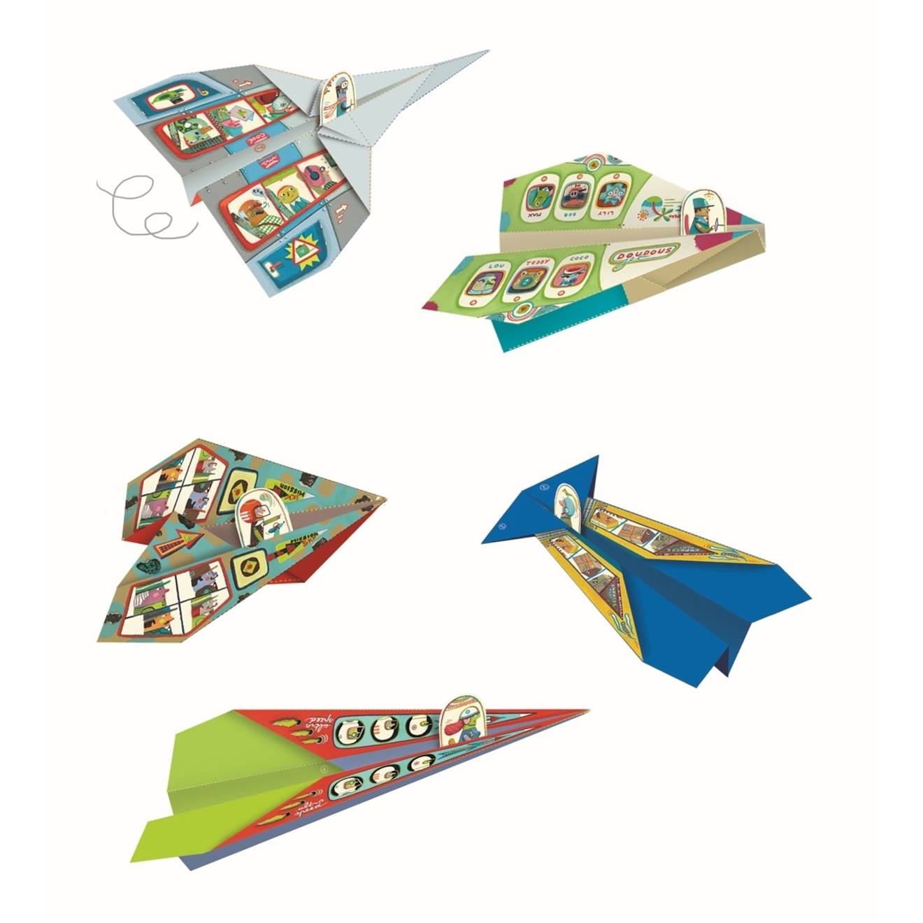 Origami avions multicolore