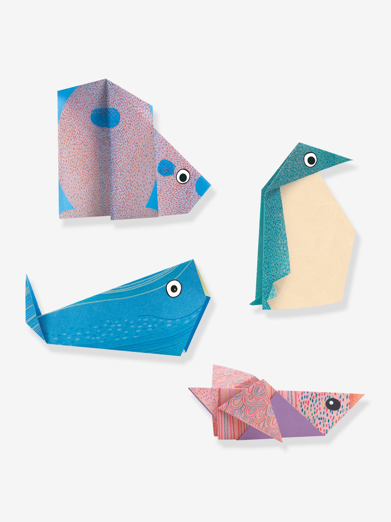 Origami facile - les animaux polaires bleu