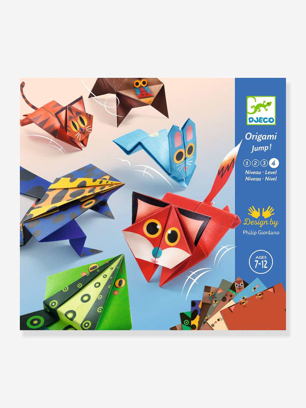Origami facile - les animaux sauteurs multicolore