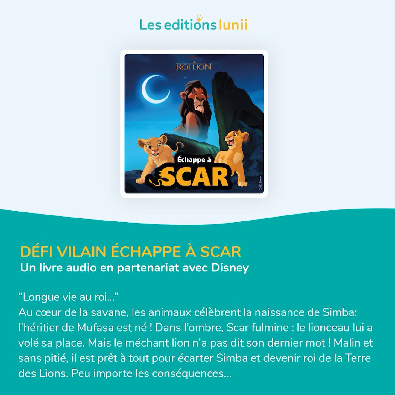Pack 2 livres audio Disney interactifs pour enfants dès 5 ans - 14 scènes, 12 énigmes 1h19 d'écoute multicolore