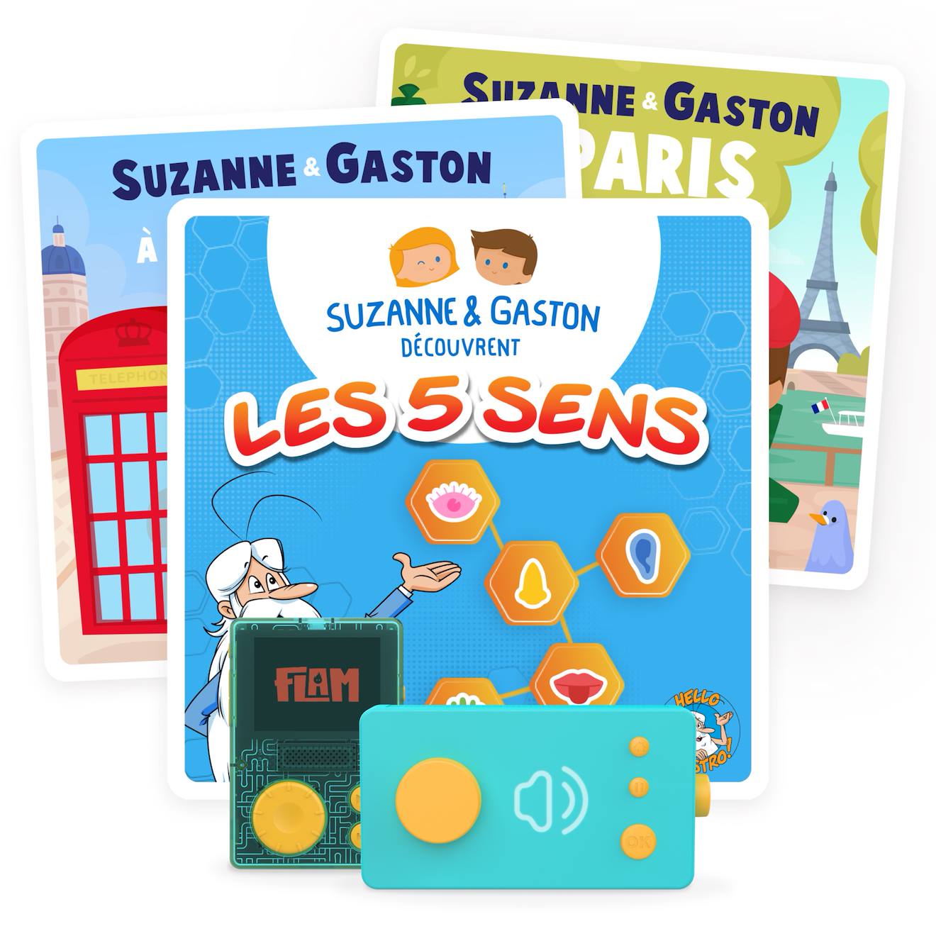Pack 3 livres audio interactifs - pack découverte avec suzanne & gaston dès 3 ans, 40 histoires à composer, 5h03 d'écoute multicolore
