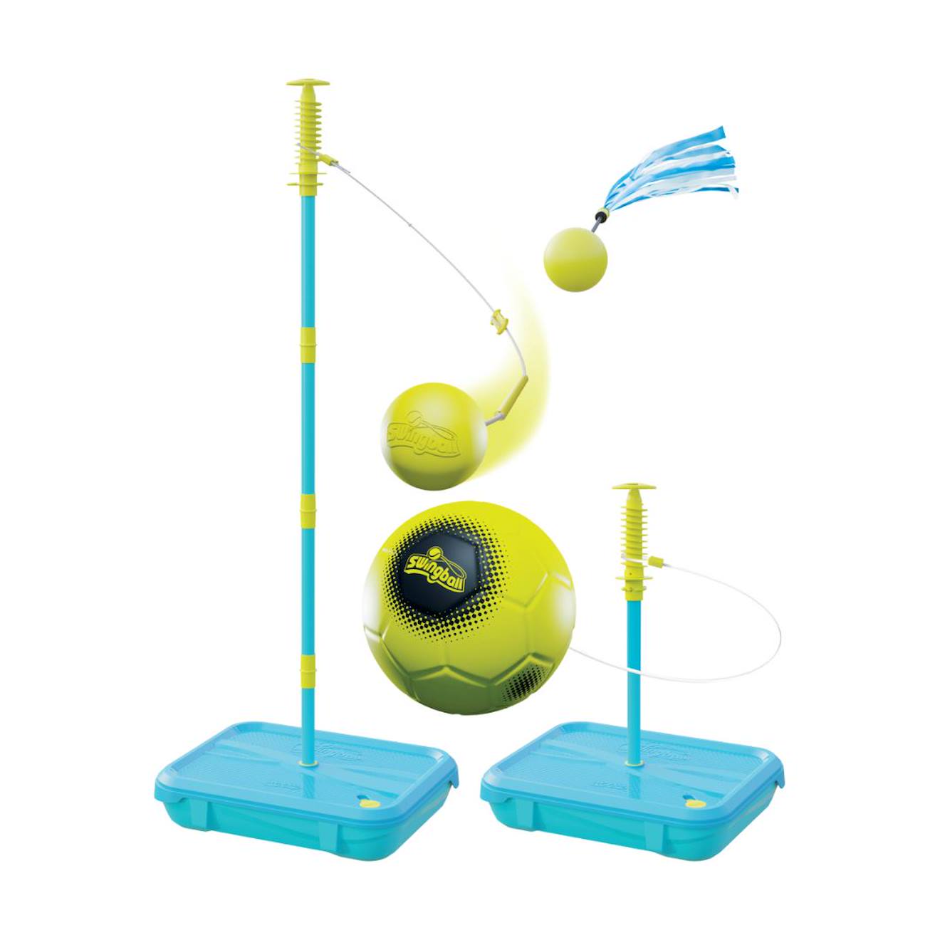 Pack jeux swingball 3en1 toutes surfaces métal bleu - noir - jaune