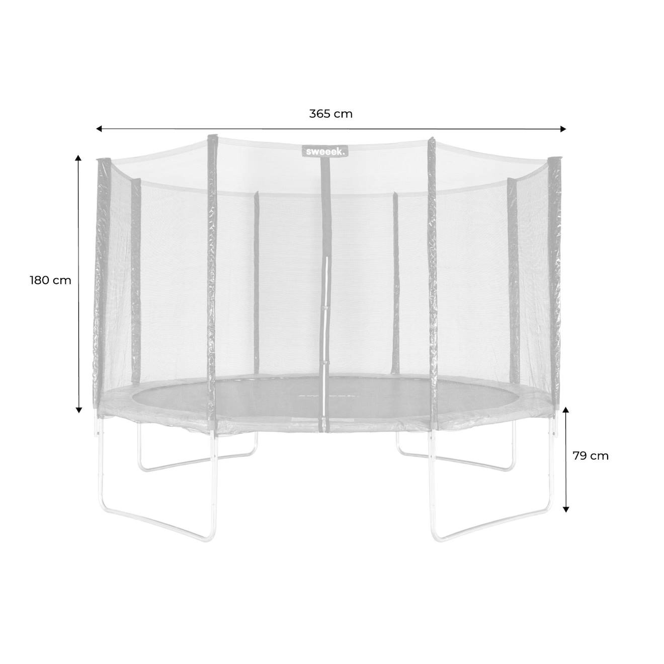 Pack trampoline ø370cm saturne XXL, filet, échelle, bâche, filet chaussures, kit d'ancrage gris
