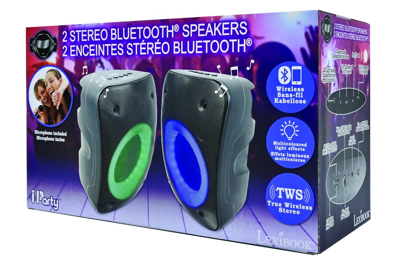 Paire d'enceintes stéréo puissantes Bluetooth iparty multicolore