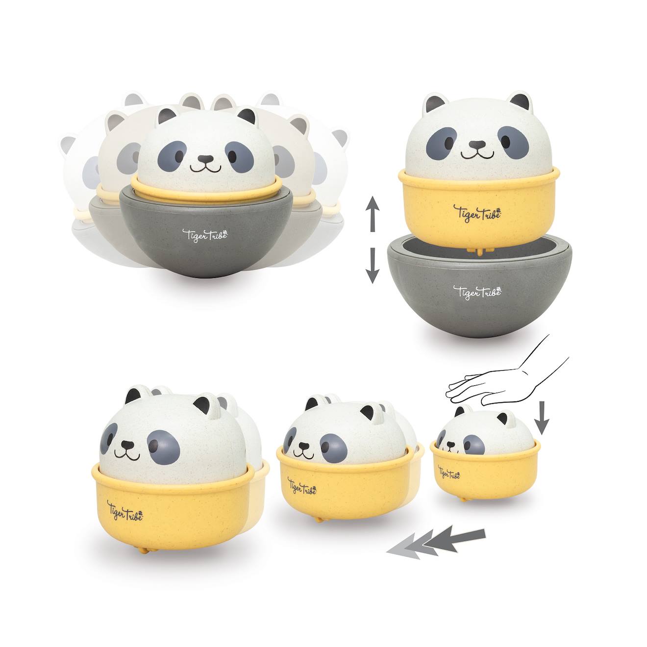 Panda culbuto et véhicule à friction noir