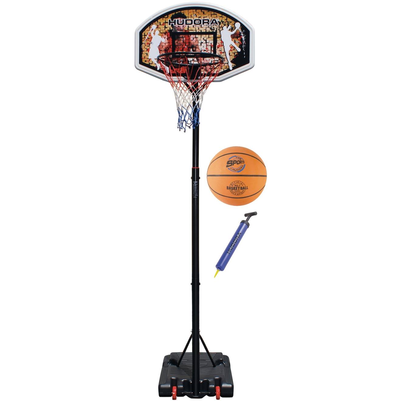 Panier de basket avec socle à lester + ballon et pompe noir