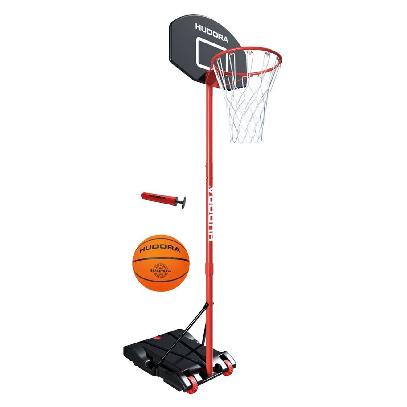 Panier de basket-ball sur pied 205 avec ballon et pompe rouge et noir