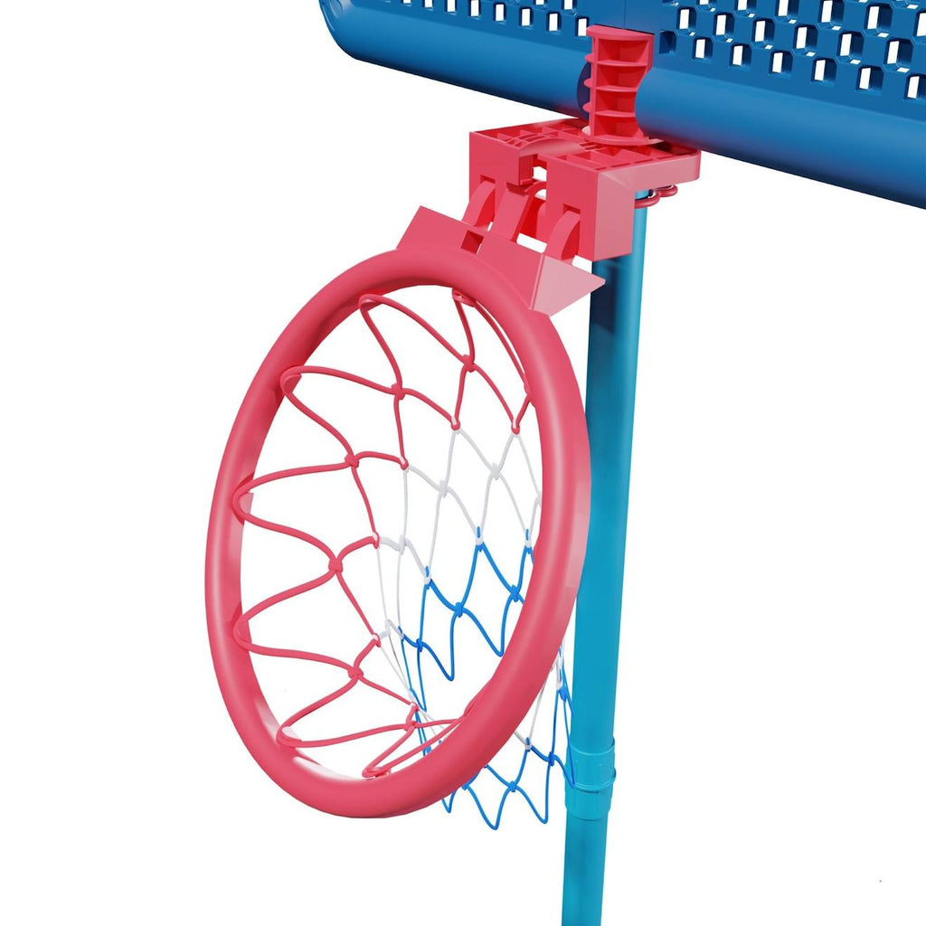Panier de basketball swingball toutes surfaces métal bleu - rouge - orange