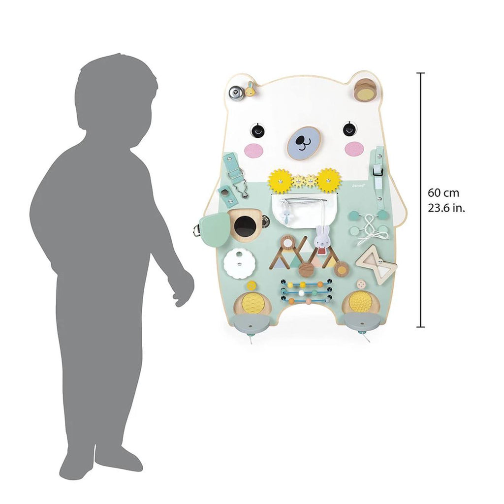 Panneau d'activités en bois busy board ourson vert