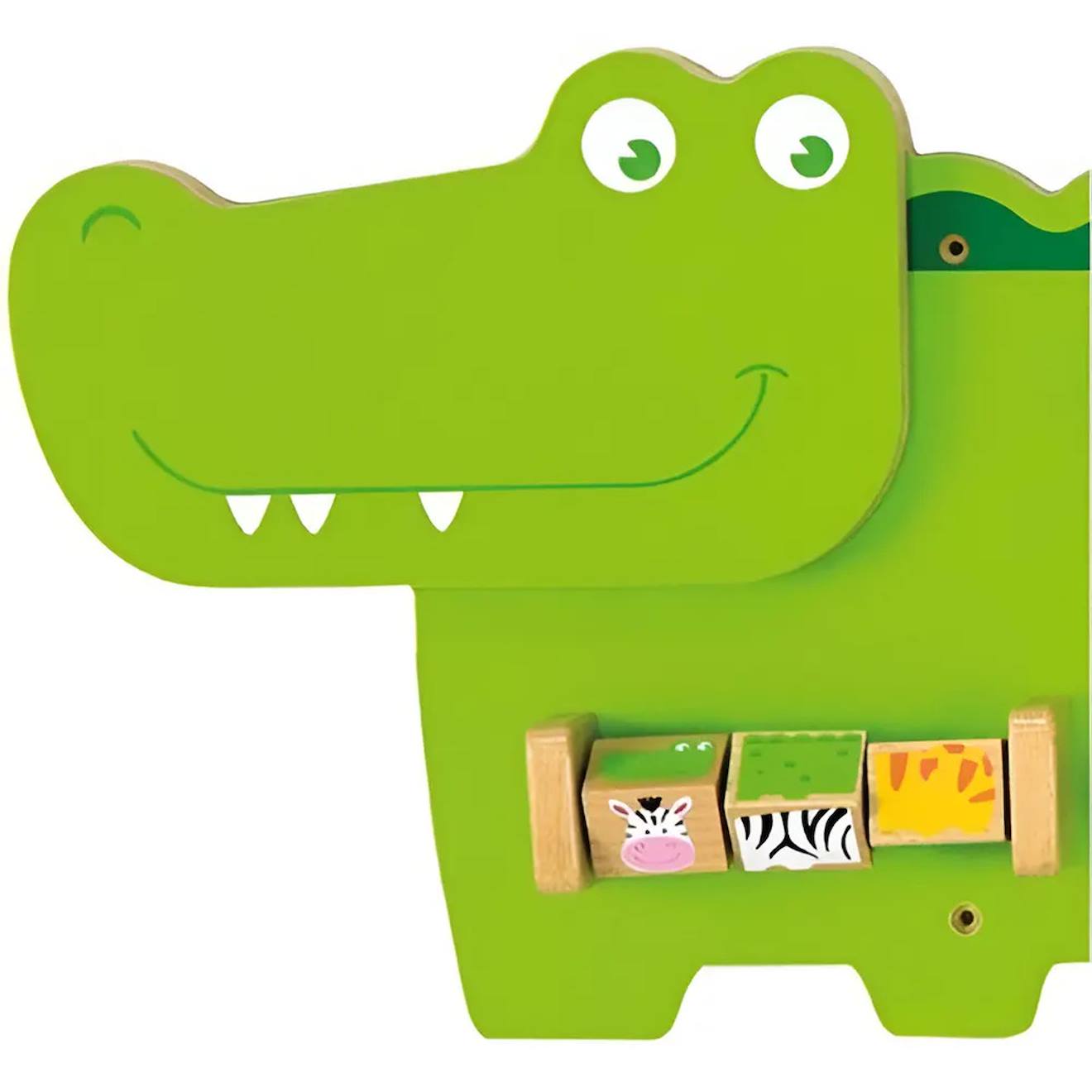 Panneau d'activités mural crocodile vert