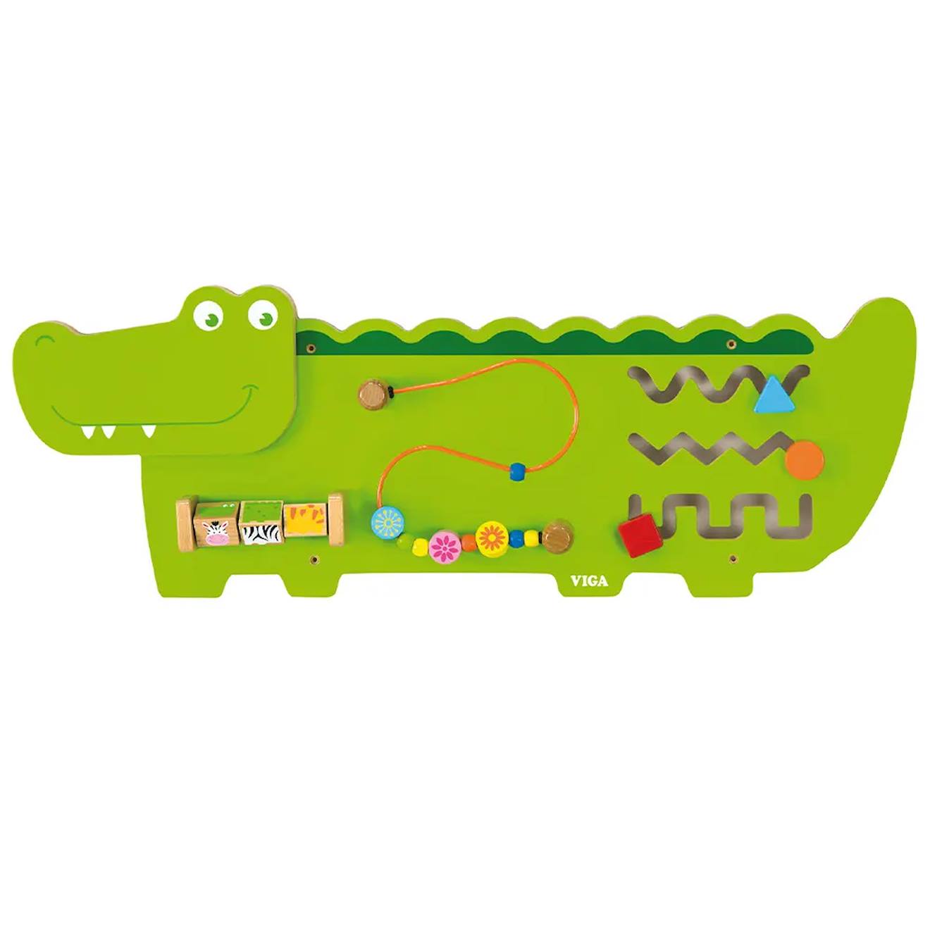Panneau d'activités mural crocodile vert