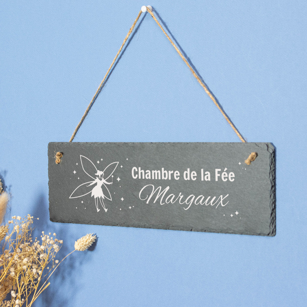 Plaque de Porte Ardoise Fée à Personnaliser - Décoration Murale