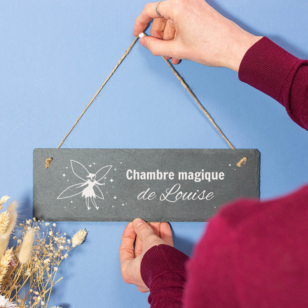 Plaque de Porte Ardoise Fée à Personnaliser - Décoration Murale