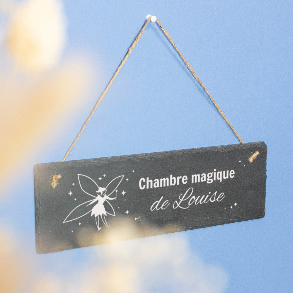 Plaque de Porte Ardoise Fée à Personnaliser - Décoration Murale