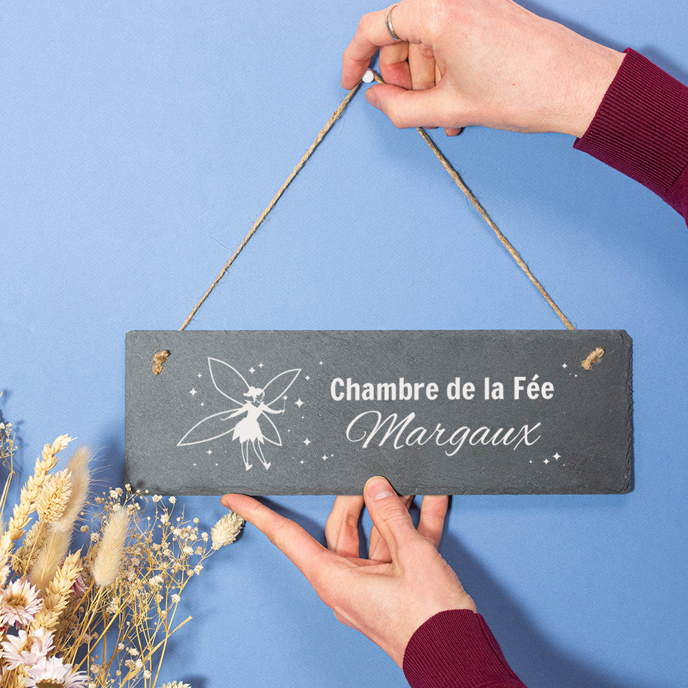 Plaque de Porte Ardoise Fée à Personnaliser - Décoration Murale