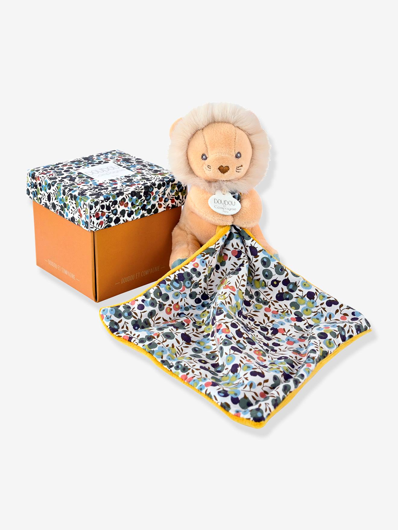 Pantin + doudou 12cm boh'aim lion jaune