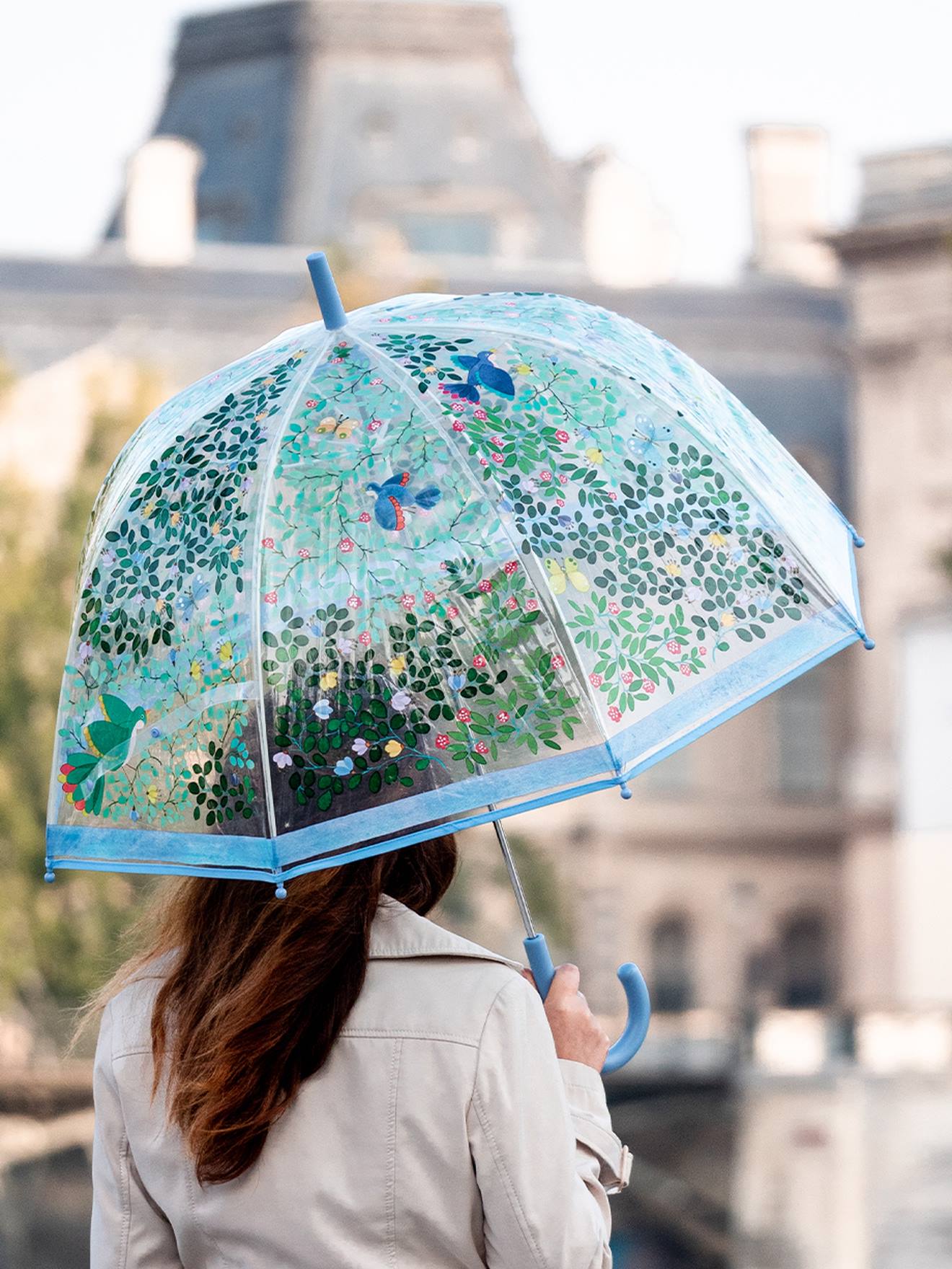 Parapluie adulte oiseaux sauvages bleu