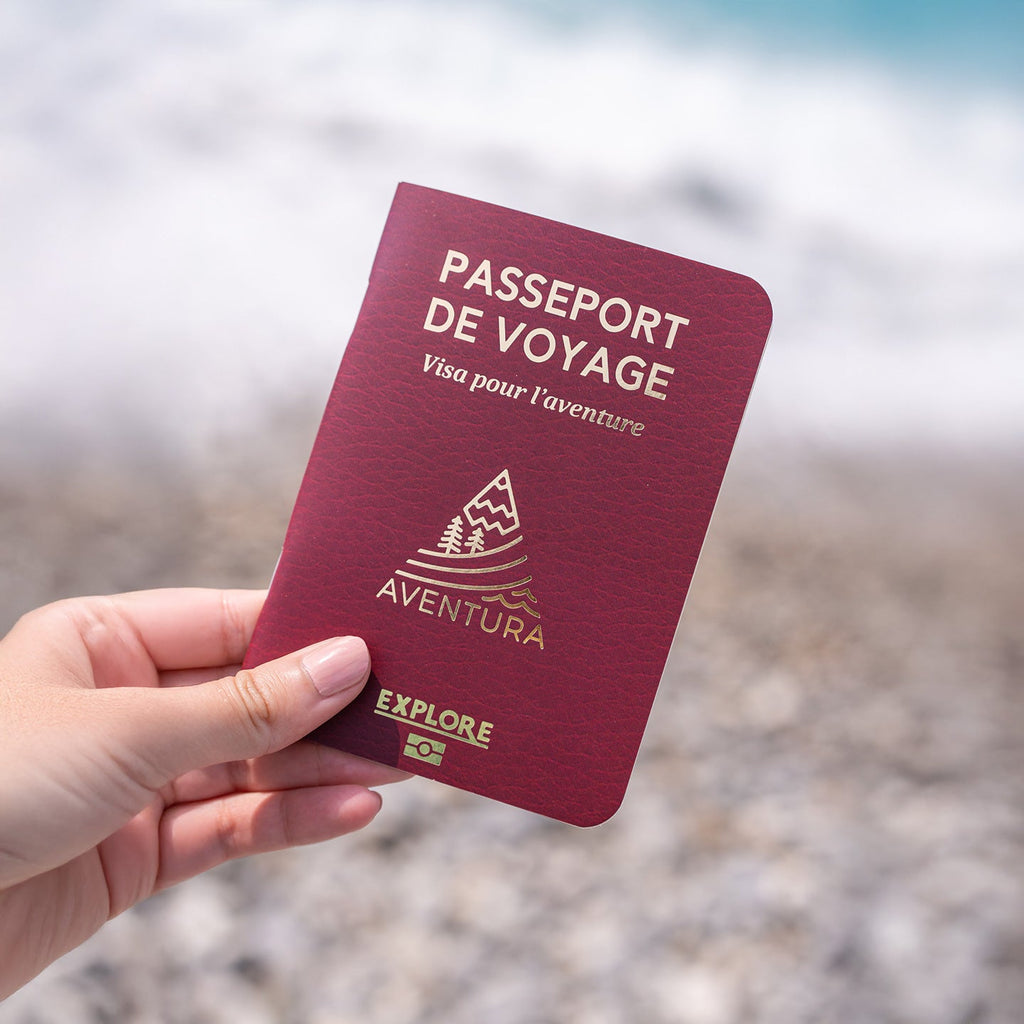 Passeport de voyage au format d'un vrai passeport