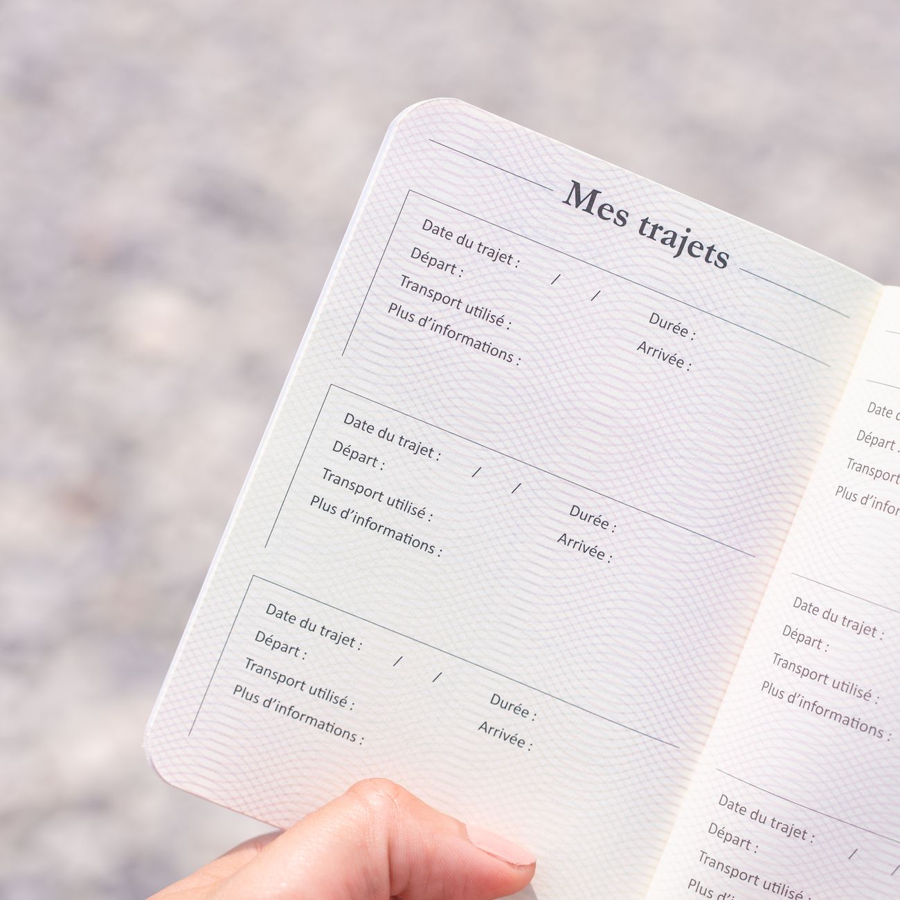 Pages colorées du carnet passeport de voyage