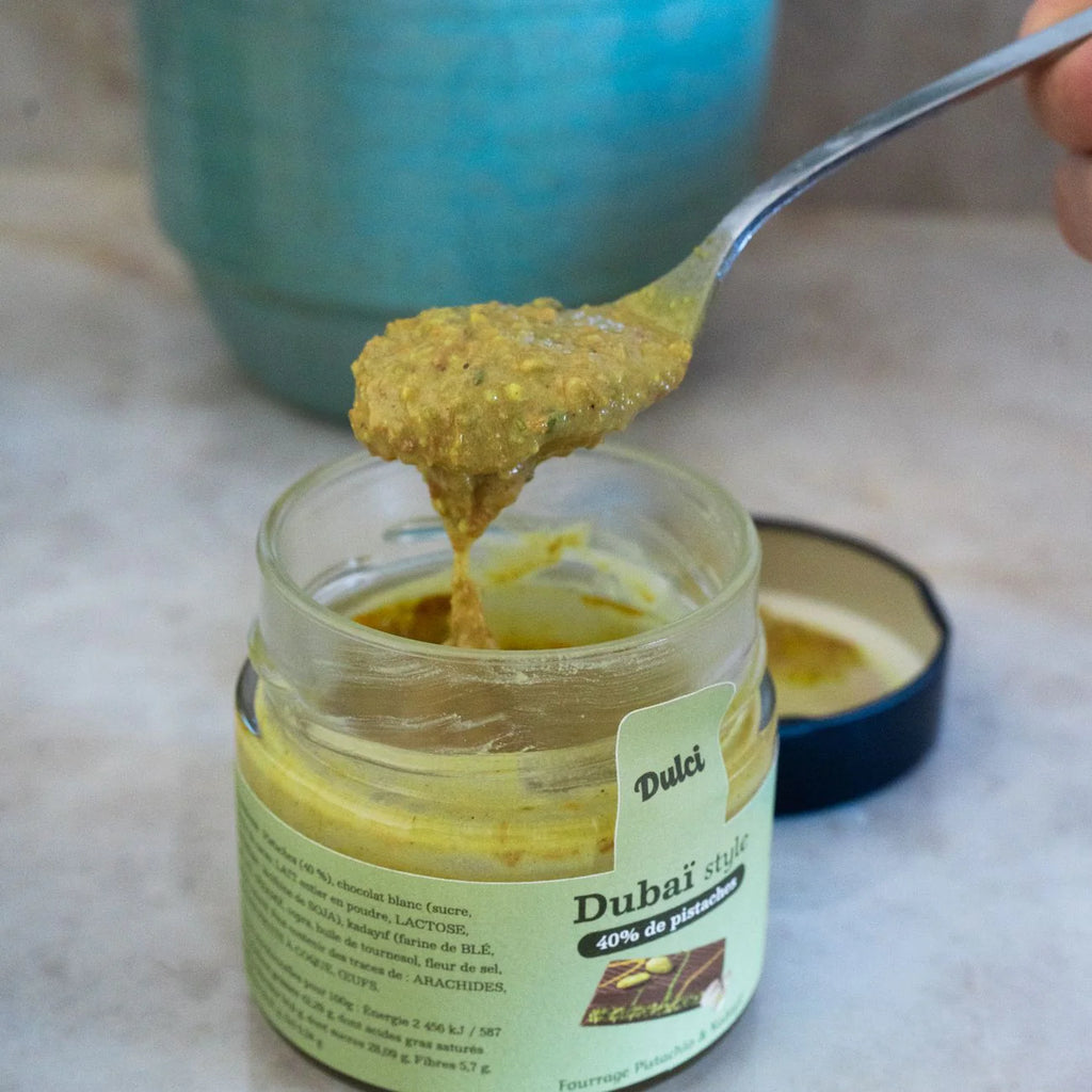 Pâte à tartiner Dubaï Style - Pistache, Chocolat blanc & Kadayif