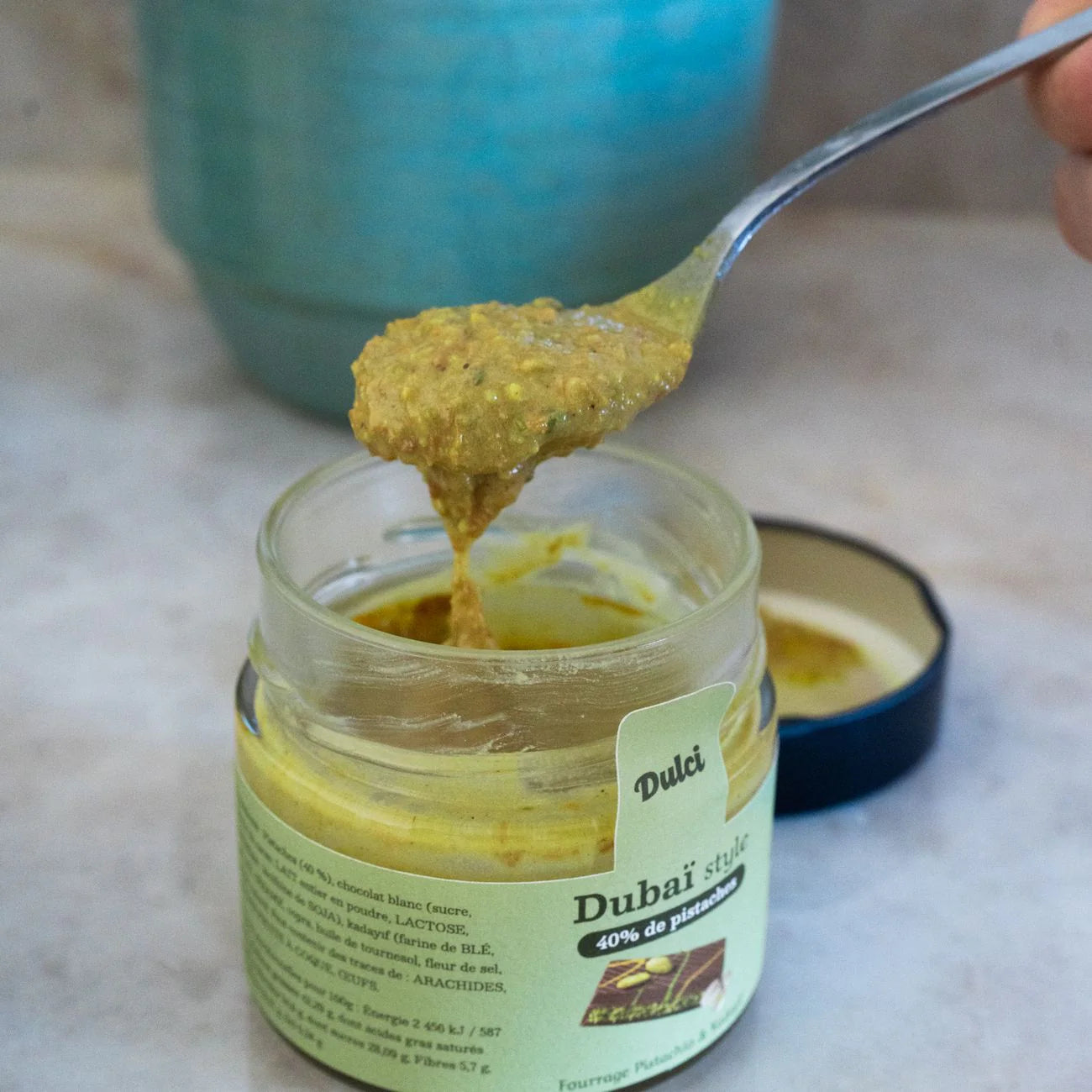 Pâte à tartiner Dubaï Style - Pistache, Chocolat blanc & Kadayif