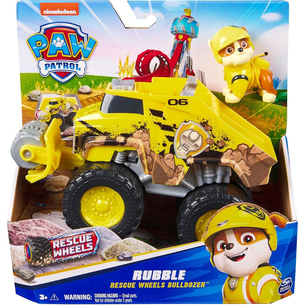 Paw Patrol - pat patrouille - véhicule et figurine ruben rescue wheels jaune