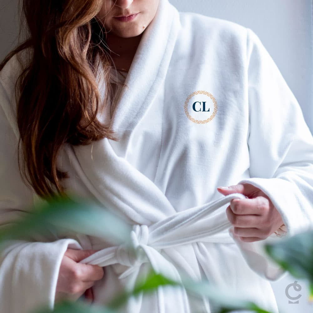 Peignoir en Coton Initiales à Personnaliser - Peignoir Personnalisé