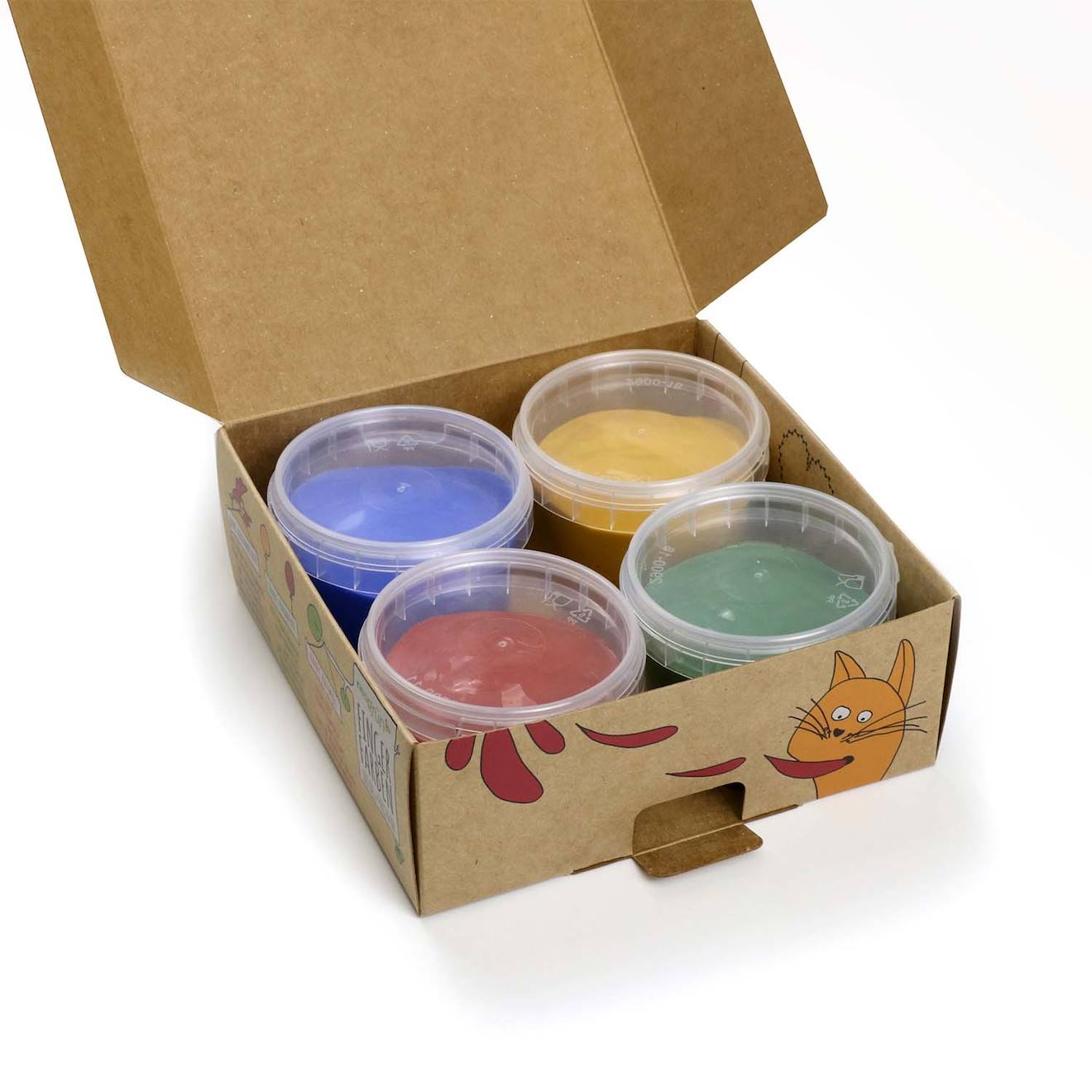 Peinture à doigts aki naturelle & vegan bio set de 4 pots multicolore