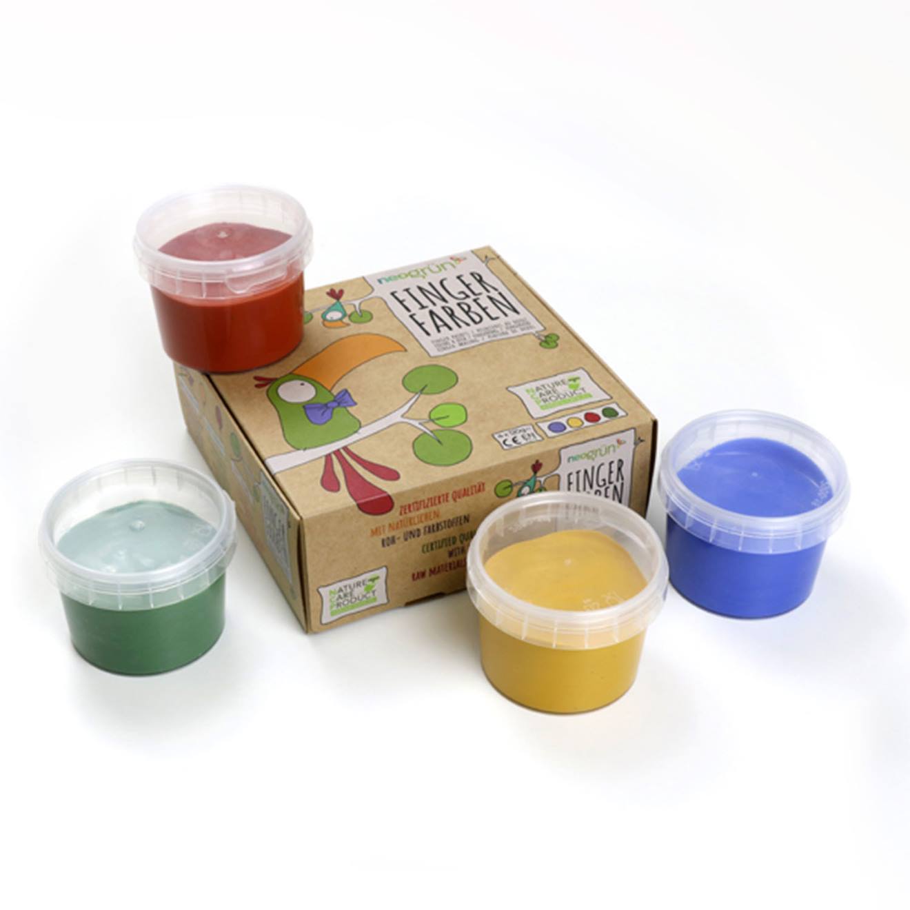 Peinture à doigts aki naturelle & vegan bio set de 4 pots multicolore