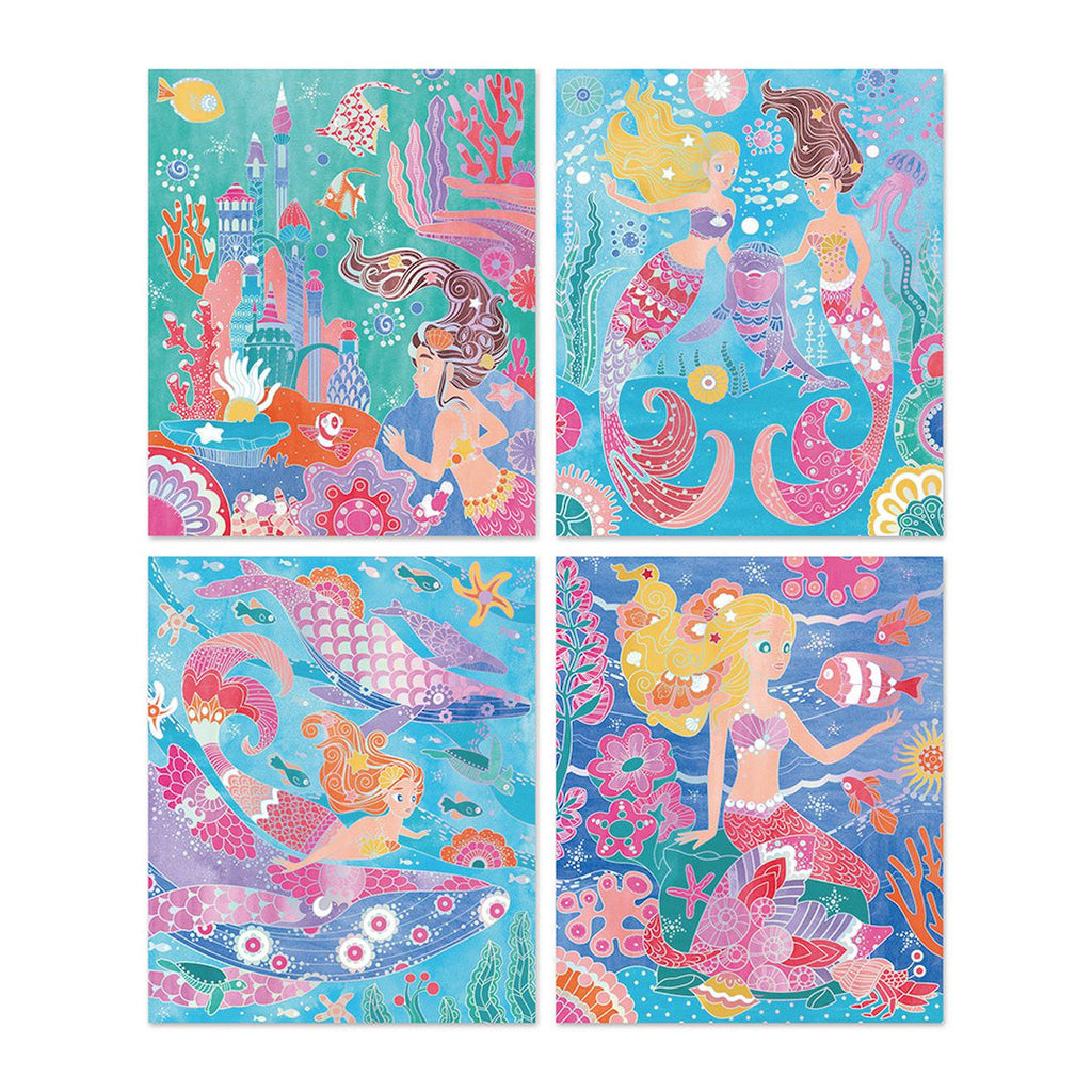 Peinture aquarelle les sirènes - magic océan multicolore