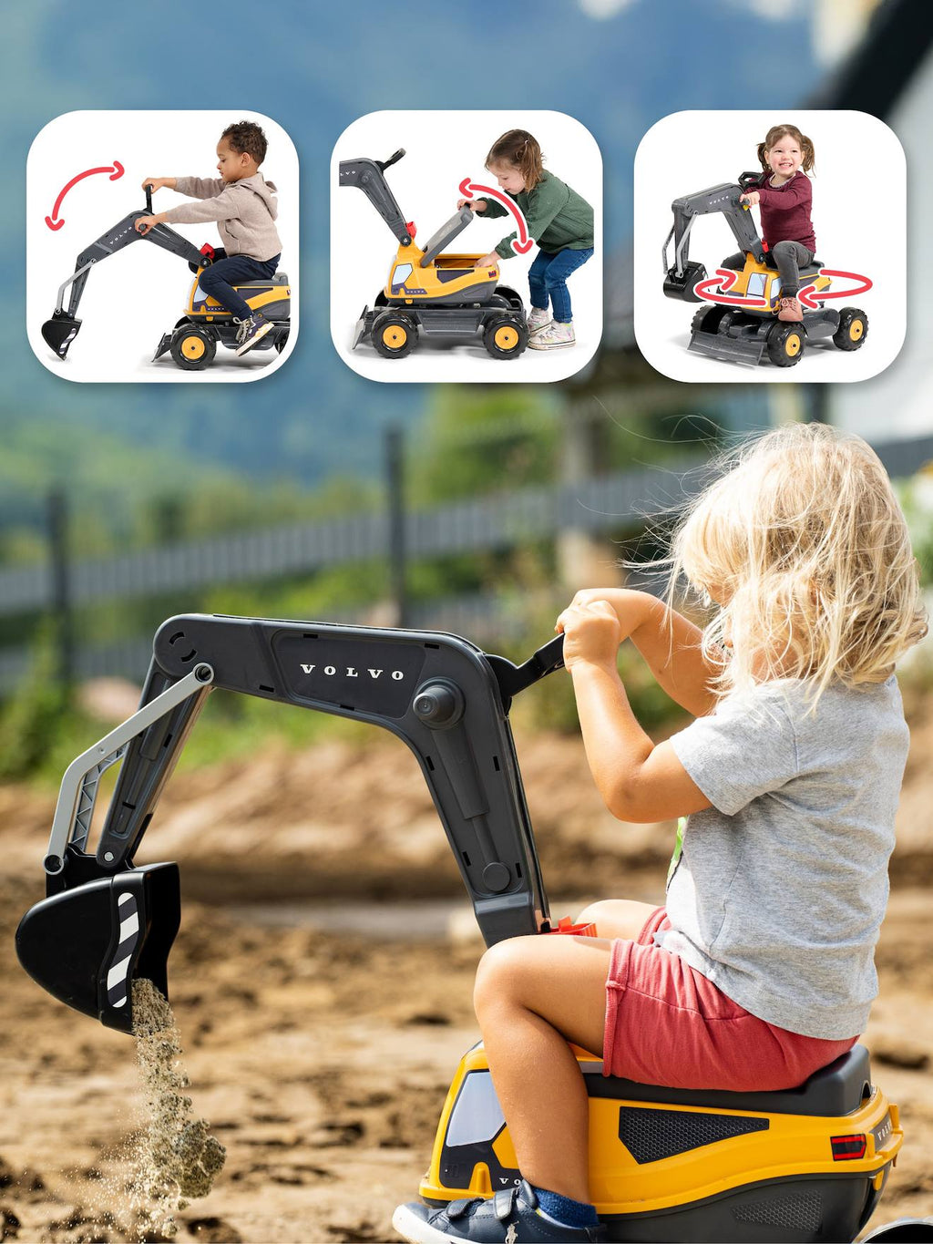 Pelleteuse super builder entièrement articulée avec assise ouvrante jaune et anthracite - volvo