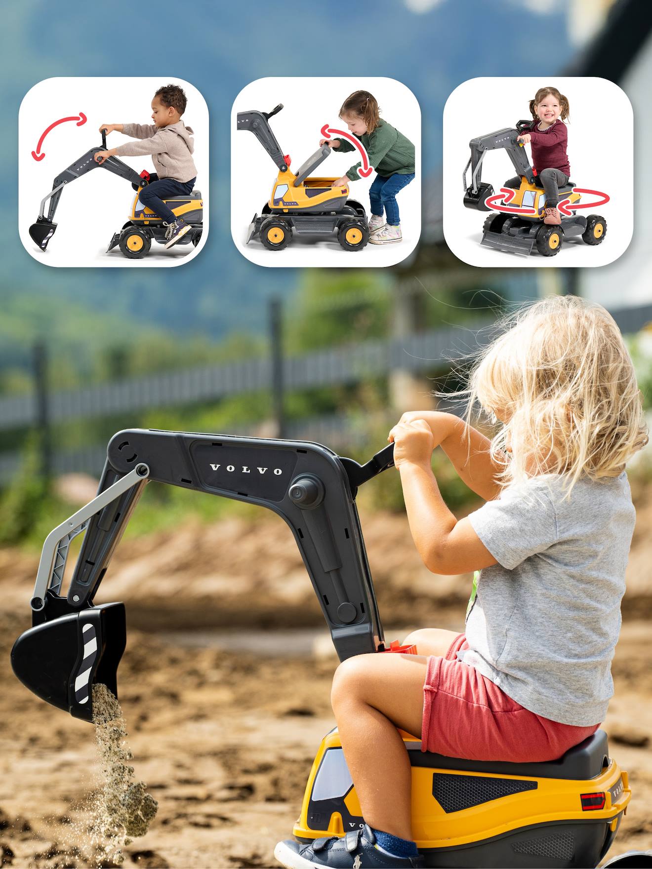 Pelleteuse super builder entièrement articulée avec assise ouvrante jaune et anthracite - volvo
