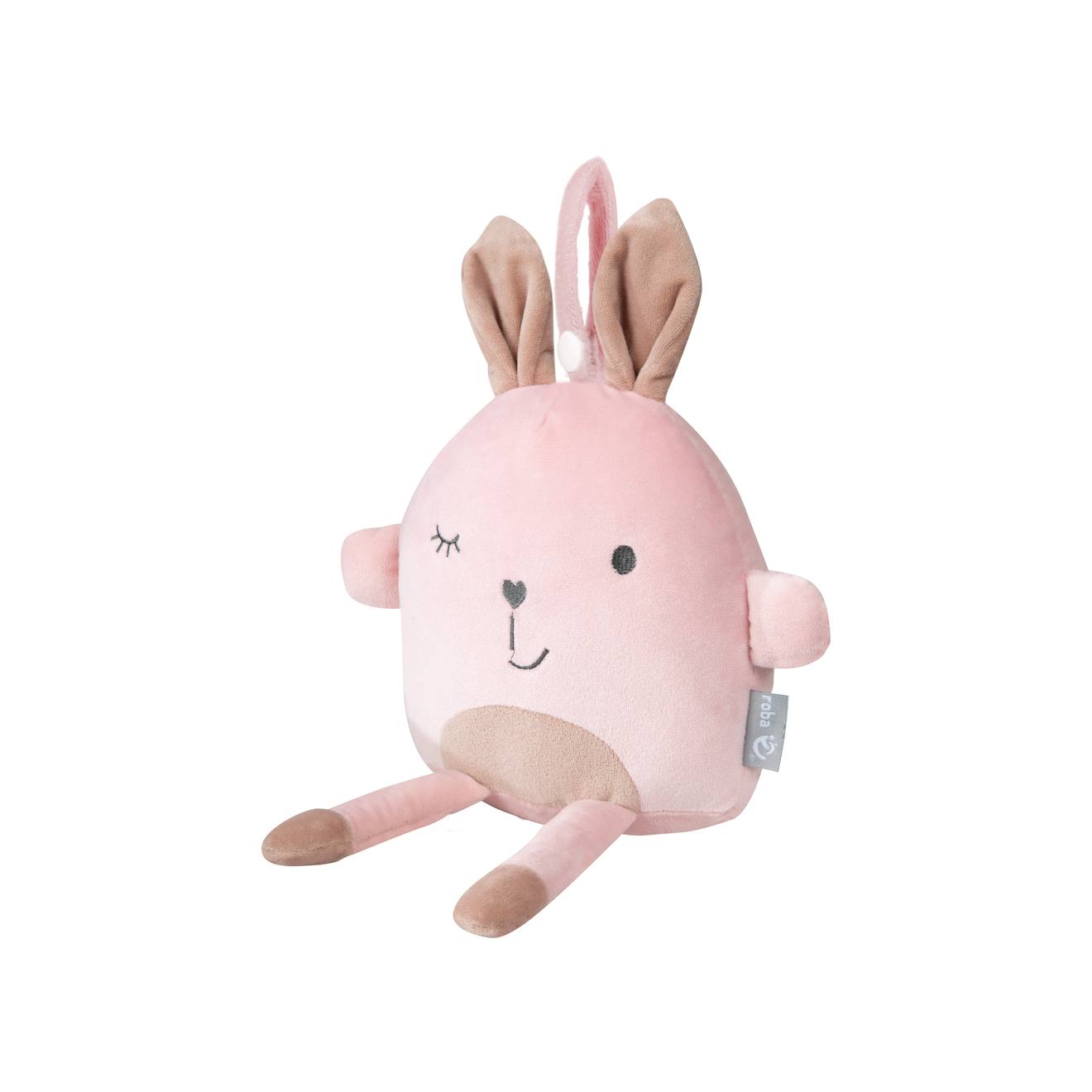 Peluche à suspendre pour arche d'éveil ou poussette rose pastel / lapin