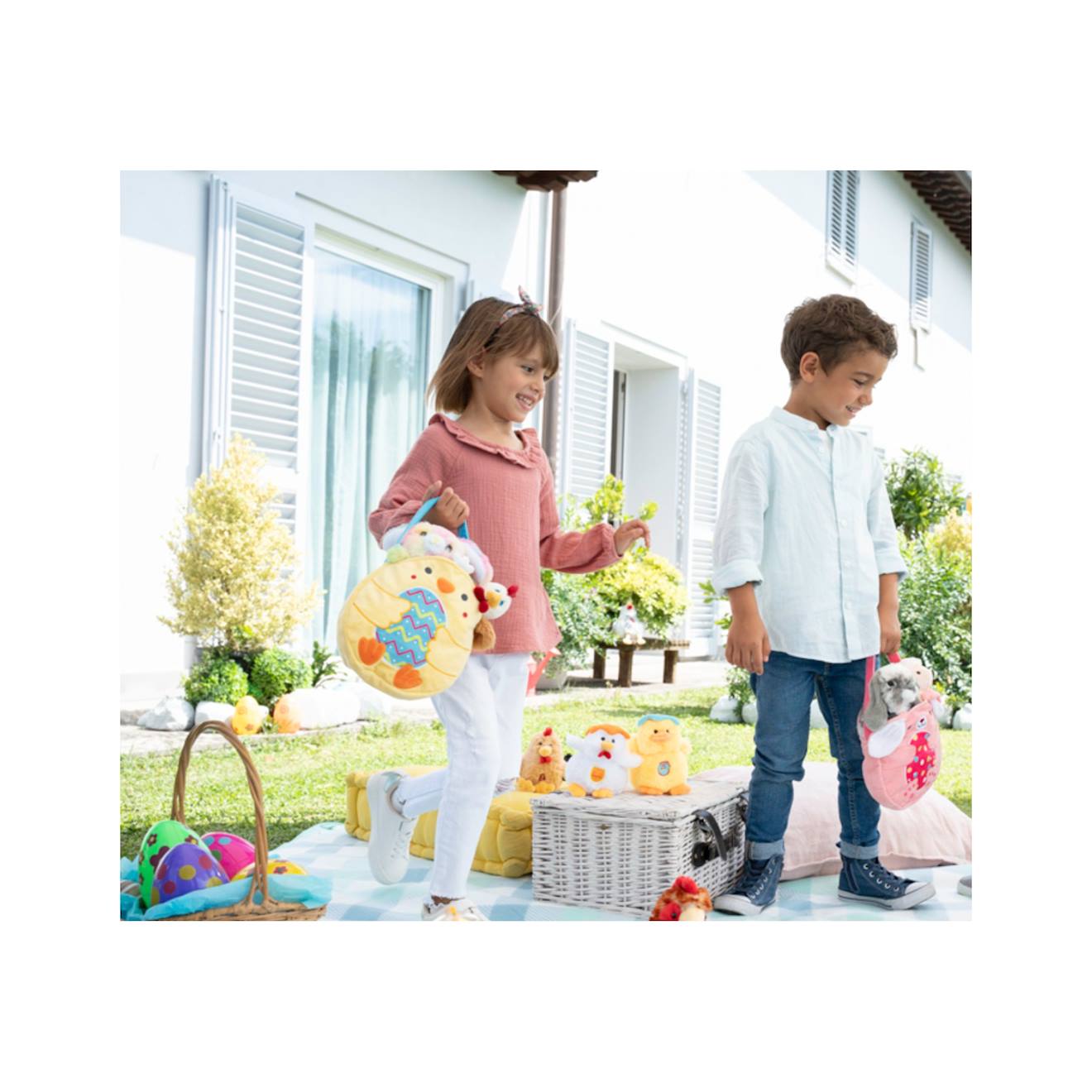 Peluche - bonbonnière œuf coloré en peluche - rose - 16 cm rose