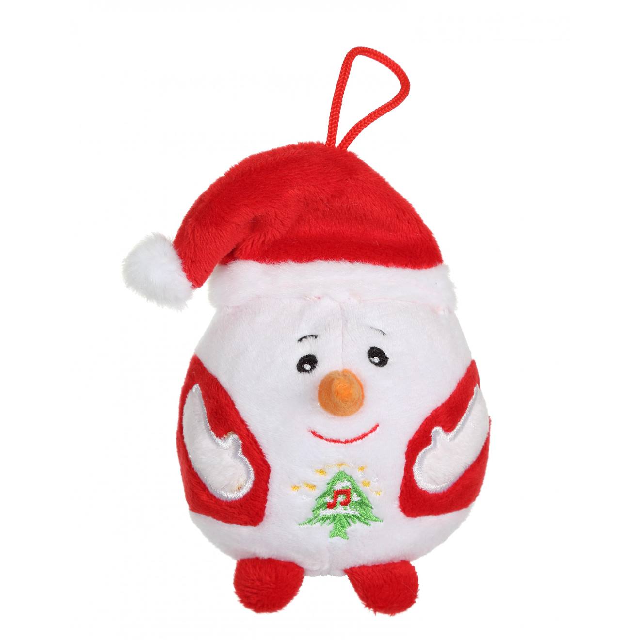 Peluche - bonhomme de neige - bouille de noël sonore 13 cm blanc