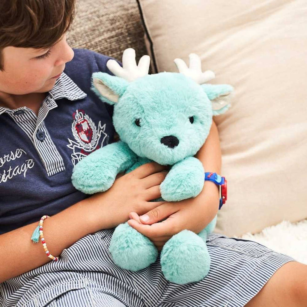 Peluche bouillotte cerf bleu